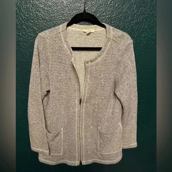 Eileen Fisher Organic Cotton Terry Zip Jacket in Ash Gray Women’s Size M‎ - Picture 1 of 4